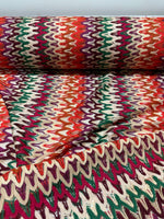 Zigzag Knit Jersey fabric, luxury fabric, italian Fabric, dress, swimwear, pareo, shirt, craft, blouse, Multicolor color Chevron Fabric - Whotex Online Fabric Store