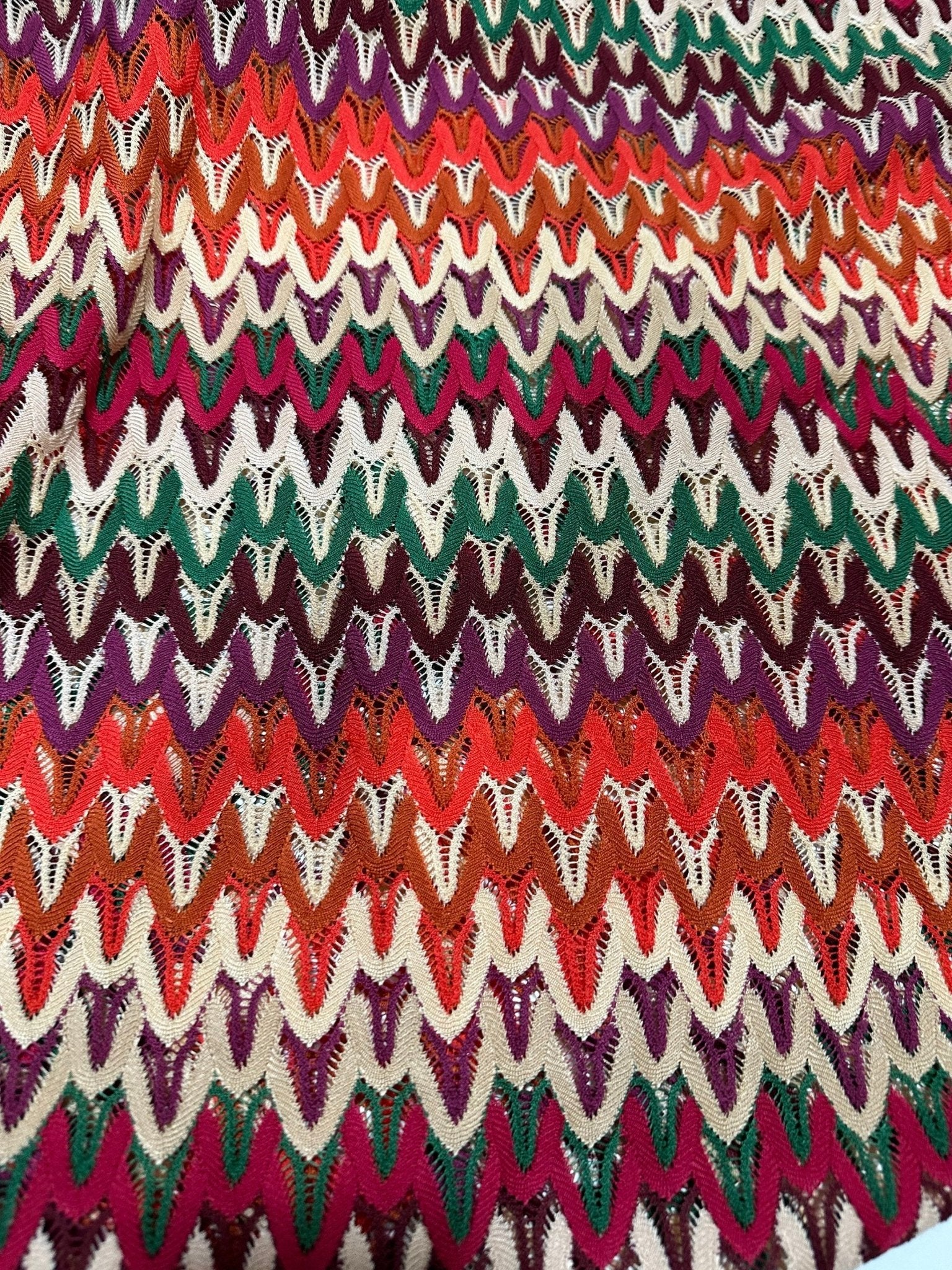 Zigzag Knit Jersey fabric, luxury fabric, italian Fabric, dress, swimwear, pareo, shirt, craft, blouse, Multicolor color Chevron Fabric - Whotex Online Fabric Store