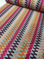 Zigzag Knit Jersey fabric, luxury fabric, italian Fabric, dress, swimwear, pareo, shirt, craft, blouse, Multicolor color Chevron Fabric - Whotex Online Fabric Store