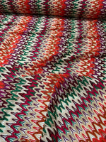 Zigzag Knit Jersey fabric, luxury fabric, italian Fabric, dress, swimwear, pareo, shirt, craft, blouse, Multicolor color Chevron Fabric - Whotex Online Fabric Store