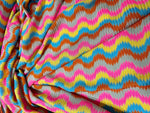 Zigzag Knit Jersey fabric, luxury fabric, italian Fabric, dress, swimwear, pareo, shirt, craft, blouse, Pink Blue color Chevron Fabric - Whotex Online Fabric Store