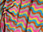 Zigzag Knit Jersey fabric, luxury fabric, italian Fabric, dress, swimwear, pareo, shirt, craft, blouse, Pink Blue color Chevron Fabric - Whotex Online Fabric Store