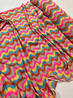Zigzag Knit Jersey fabric, luxury fabric, italian Fabric, dress, swimwear, pareo, shirt, craft, blouse, Pink Blue color Chevron Fabric - Whotex Online Fabric Store