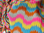 Zigzag Knit Jersey fabric, luxury fabric, italian Fabric, dress, swimwear, pareo, shirt, craft, blouse, Pink Blue color Chevron Fabric - Whotex Online Fabric Store