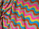 Zigzag Knit Jersey fabric, luxury fabric, italian Fabric, dress, swimwear, pareo, shirt, craft, blouse, Pink Blue color Chevron Fabric - Whotex Online Fabric Store