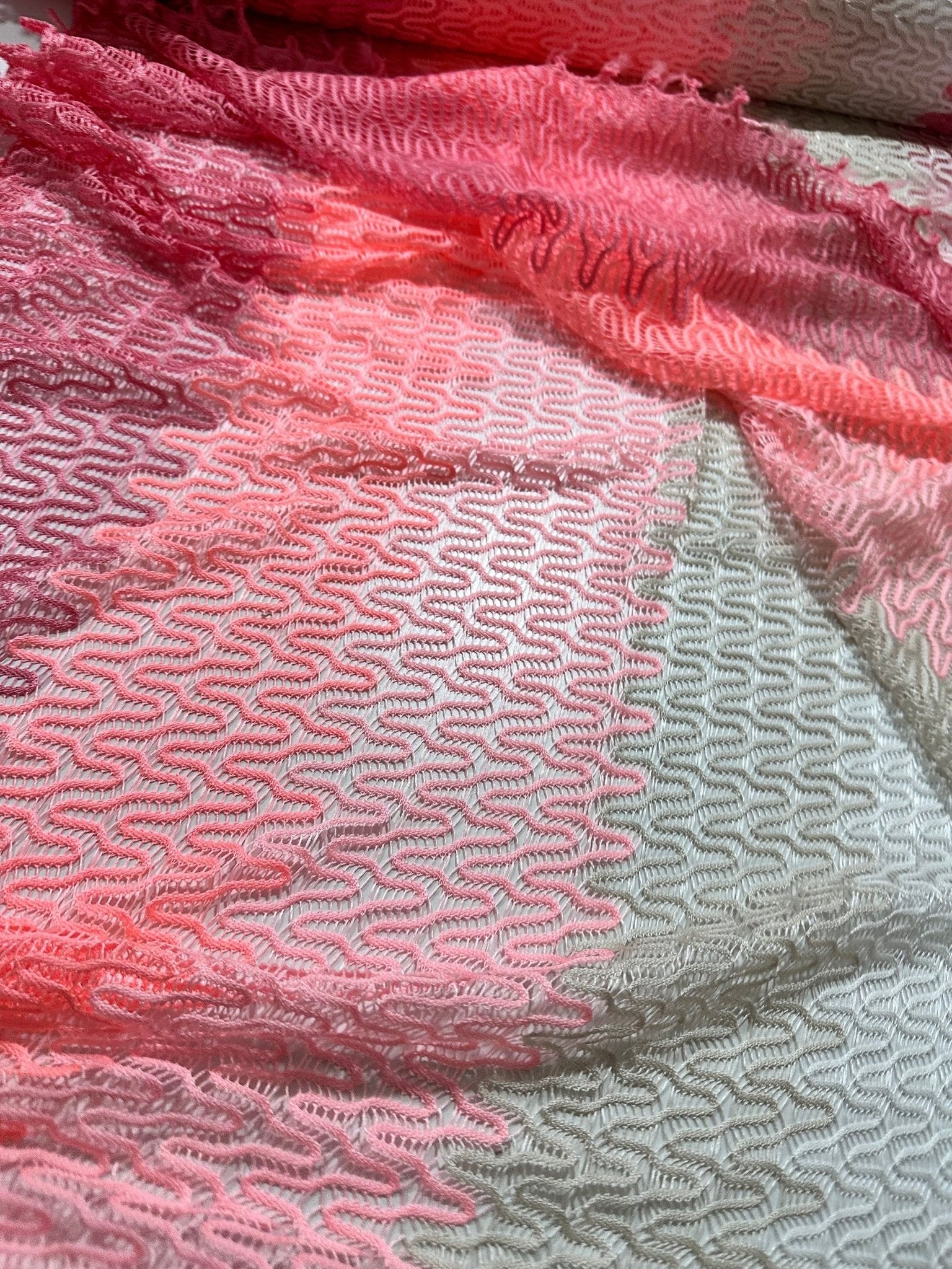 Zigzag Knit Jersey fabric, luxury fabric, italian Fabric, dress, swimwear, pareo, shirt, craft, blouse, Pink White color Chevron Fabric - Whotex Online Fabric Store