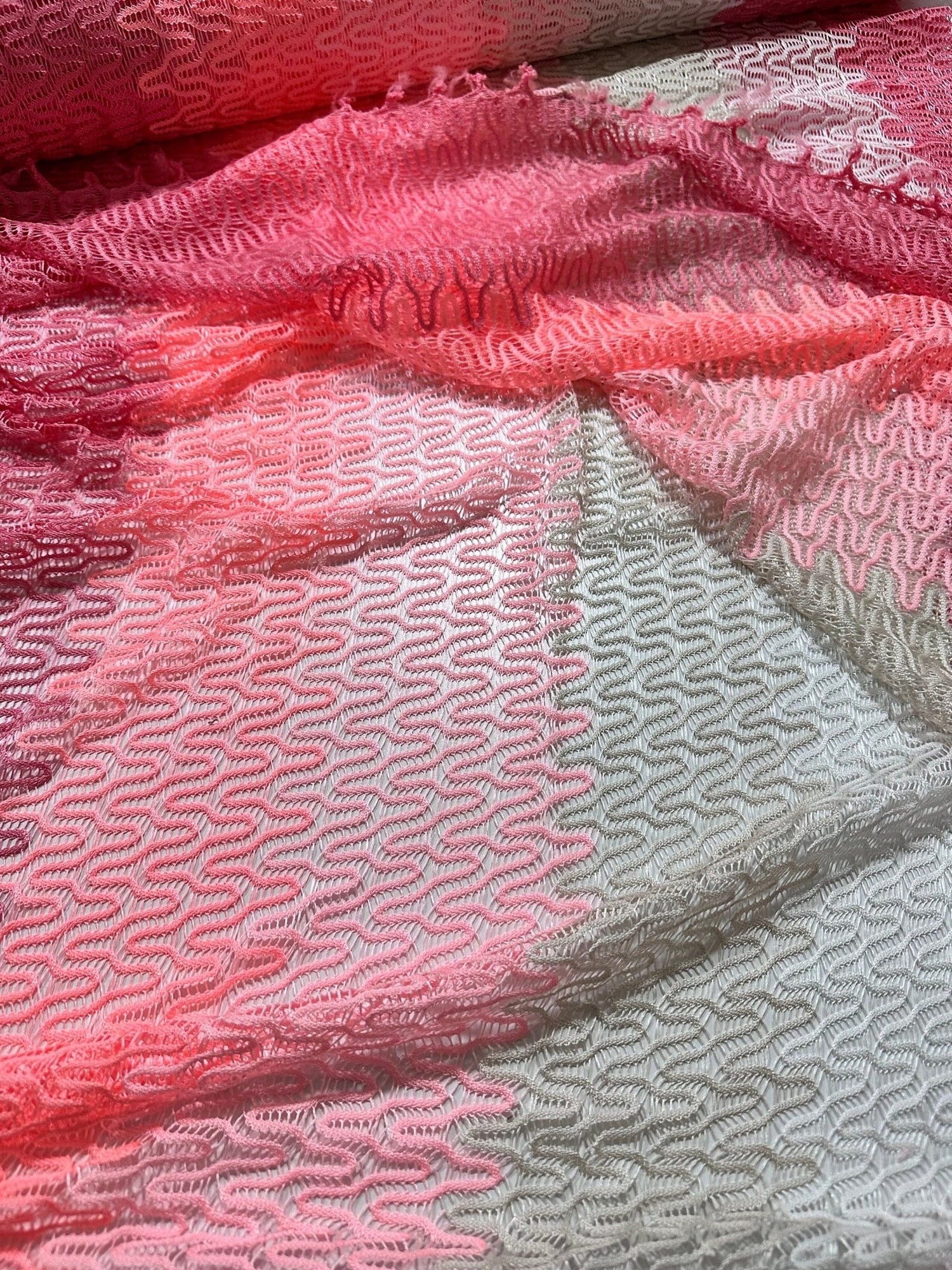 Zigzag Knit Jersey fabric, luxury fabric, italian Fabric, dress, swimwear, pareo, shirt, craft, blouse, Pink White color Chevron Fabric - Whotex Online Fabric Store