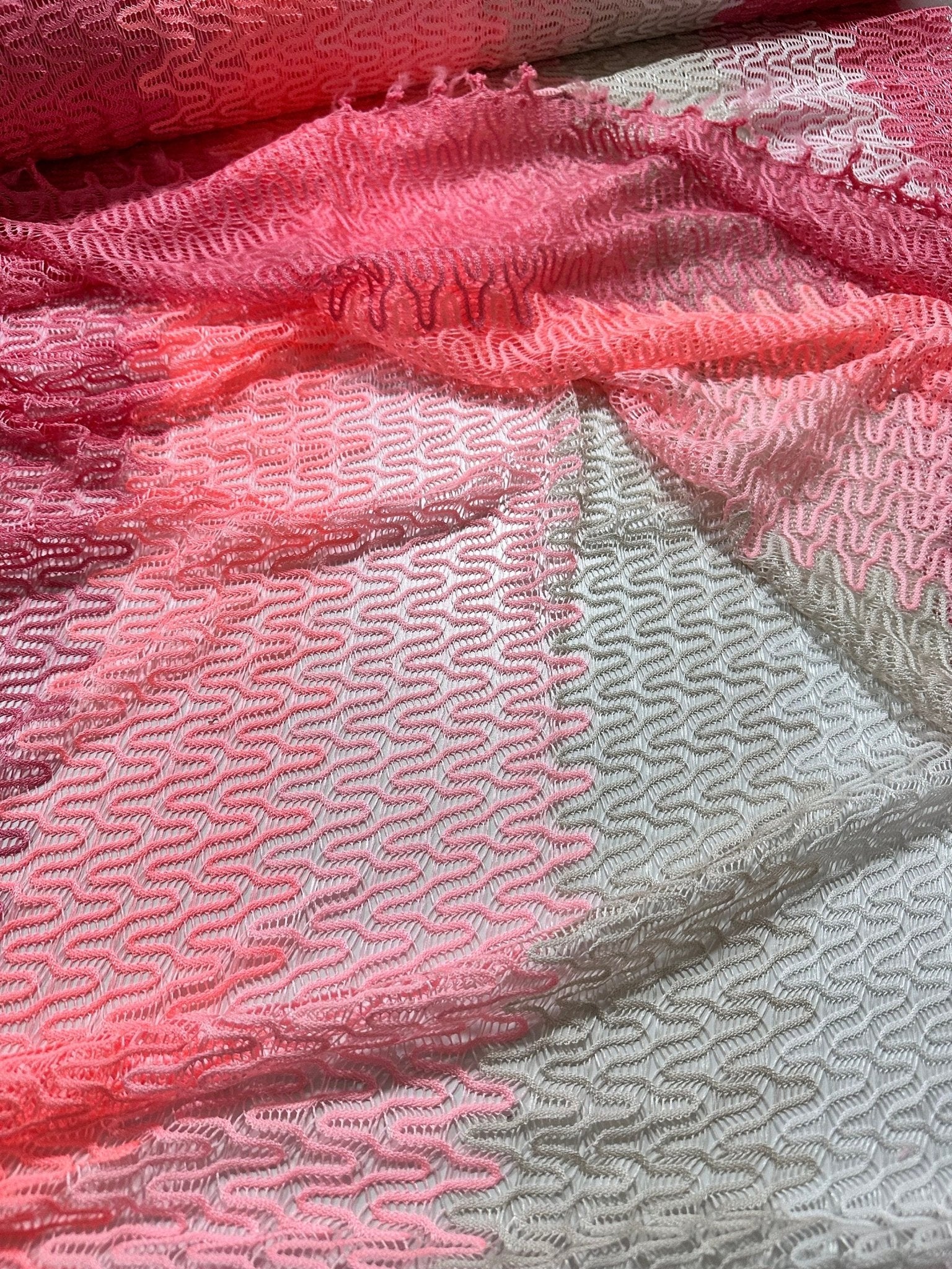 Zigzag Knit Jersey fabric, luxury fabric, italian Fabric, dress, swimwear, pareo, shirt, craft, blouse, Pink White color Chevron Fabric - Whotex Online Fabric Store