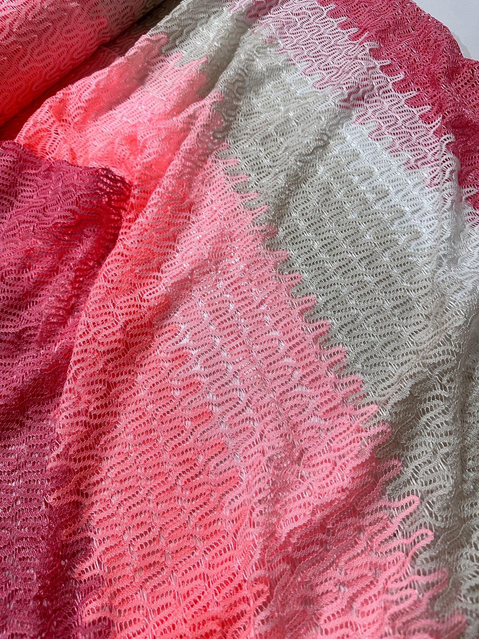 Zigzag Knit Jersey fabric, luxury fabric, italian Fabric, dress, swimwear, pareo, shirt, craft, blouse, Pink White color Chevron Fabric - Whotex Online Fabric Store