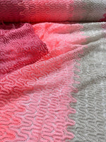 Zigzag Knit Jersey fabric, luxury fabric, italian Fabric, dress, swimwear, pareo, shirt, craft, blouse, Pink White color Chevron Fabric - Whotex Online Fabric Store