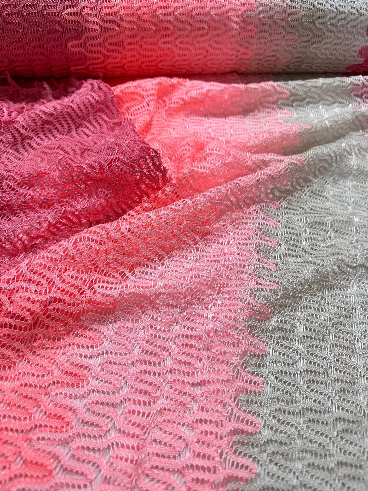 Zigzag Knit Jersey fabric, luxury fabric, italian Fabric, dress, swimwear, pareo, shirt, craft, blouse, Pink White color Chevron Fabric - Whotex Online Fabric Store