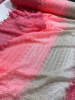 Zigzag Knit Jersey fabric, luxury fabric, italian Fabric, dress, swimwear, pareo, shirt, craft, blouse, Pink White color Chevron Fabric - Whotex Online Fabric Store