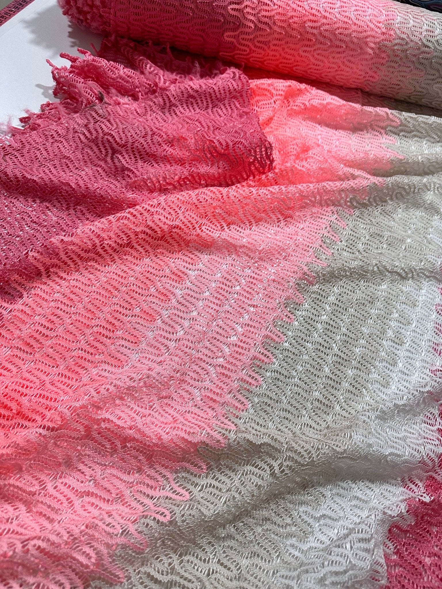 Zigzag Knit Jersey fabric, luxury fabric, italian Fabric, dress, swimwear, pareo, shirt, craft, blouse, Pink White color Chevron Fabric - Whotex Online Fabric Store