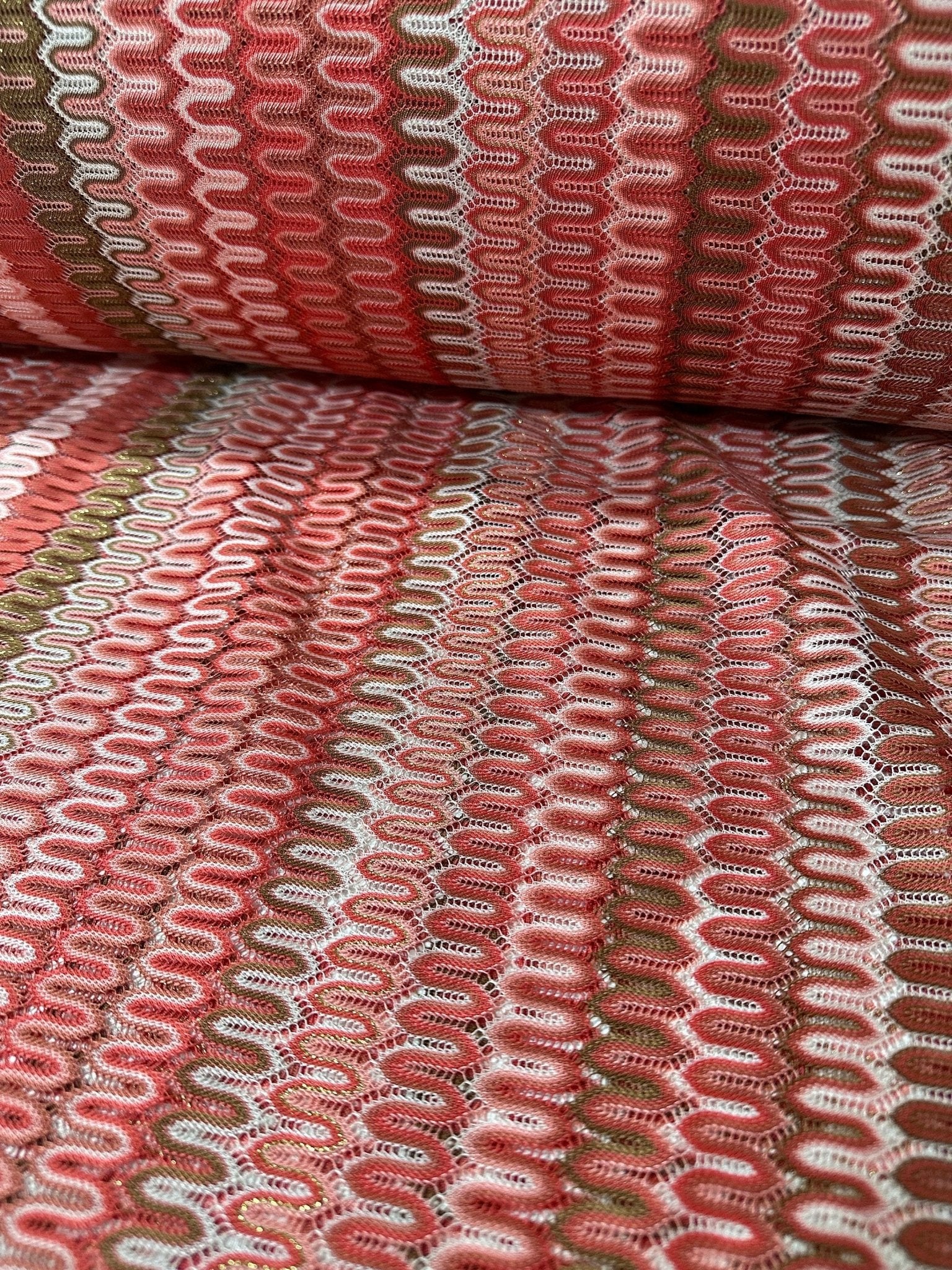 Zigzag Knit Jersey fabric, luxury fabric, italian Fabric, Peach color Chevron Fabric - Whotex