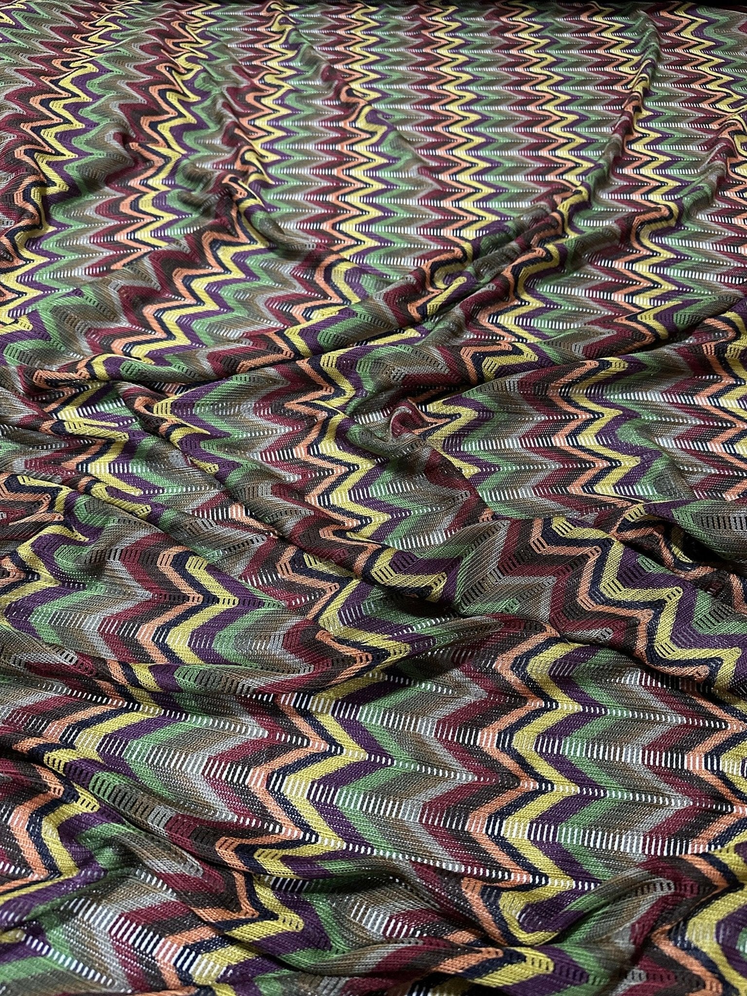 Zigzag Knit Jersey fabric, Multicolor jersey,Luxury Fabric, italian zigzag, dress, pareo, shirt, craft, blouse - Whotex