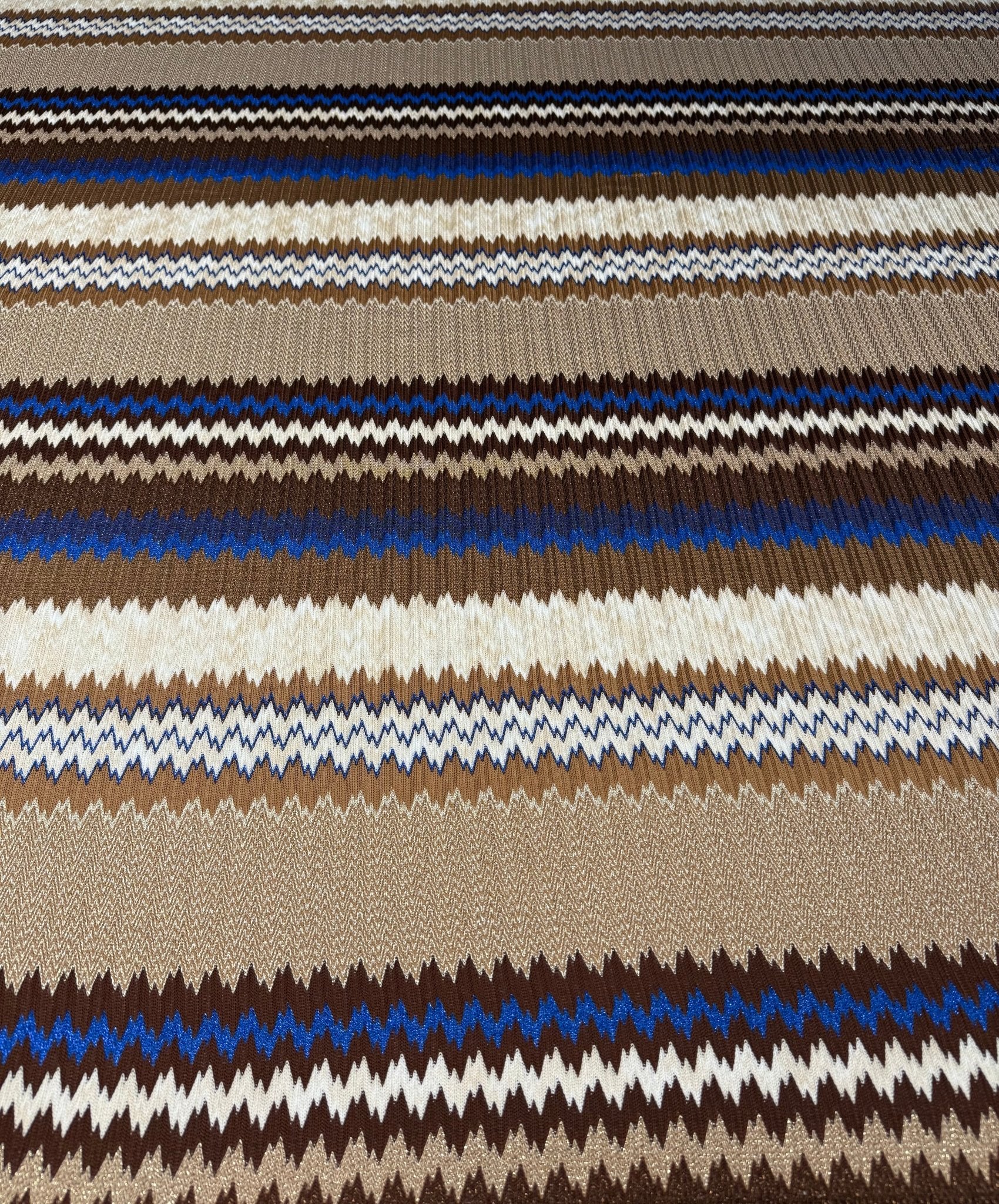 Zigzag Knit Mesh Fabric with Shimmer Elastic Jersey for Fashion Apparel - Whotex Fabrics London