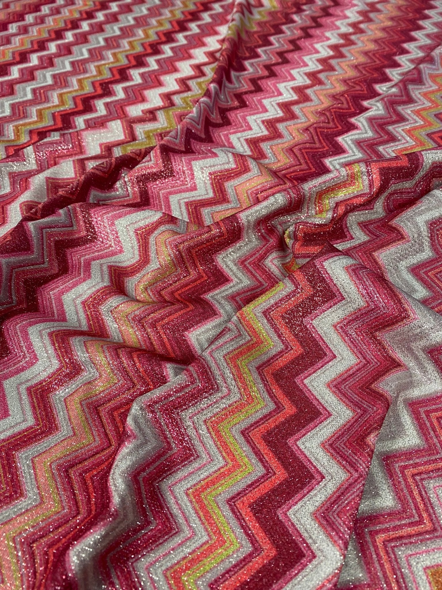 Zigzag Lurex Knit Fabric with 4 - Way Stretch for Fashion and Crafts - Whotex Online Fabric Store