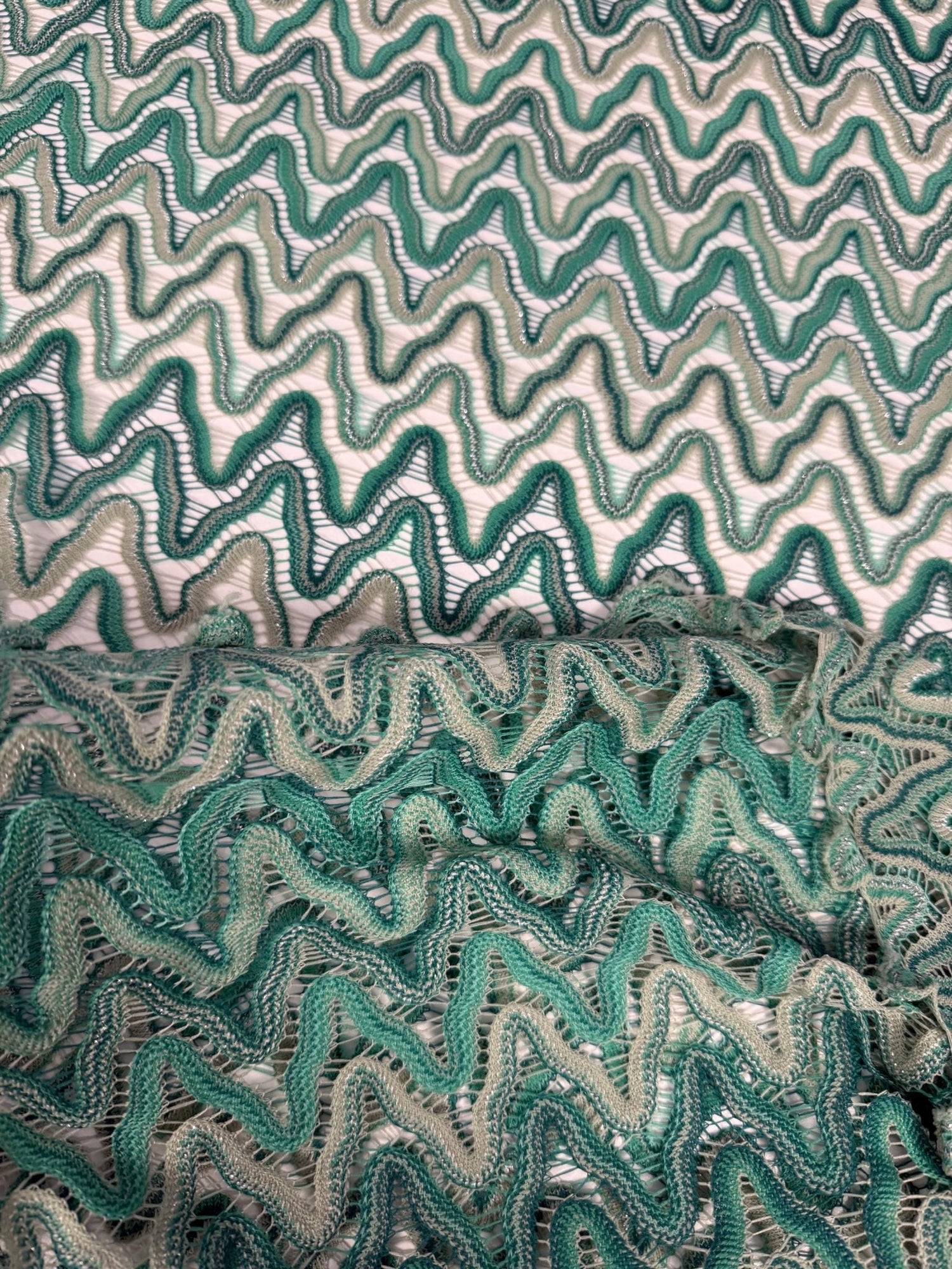 Zigzag Mesh Fabric, Green Tones Fabric By The Yard - Whotex Online Fabric Store