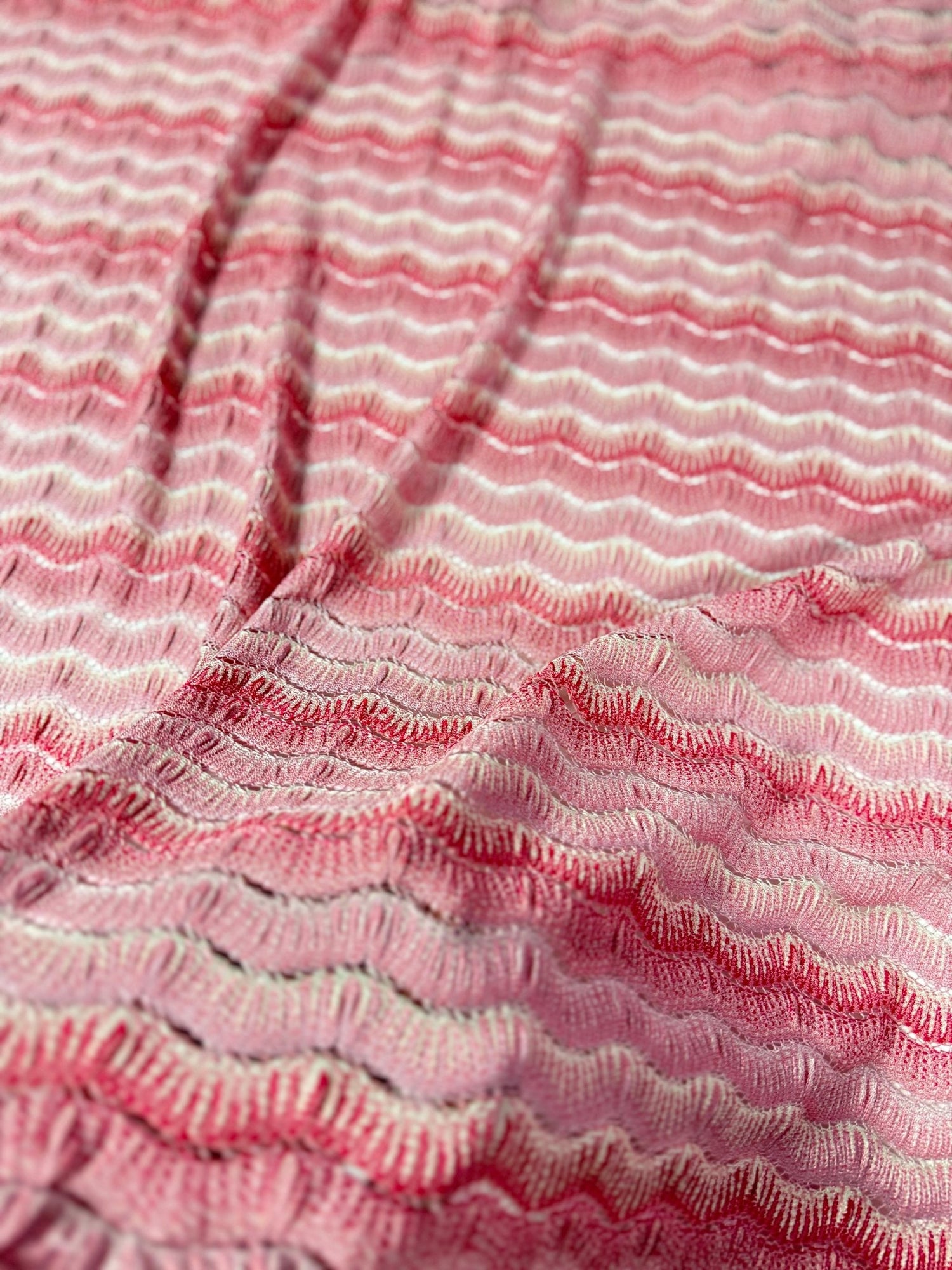 Zigzag Mesh Fabric in Pink Tones - Ideal for Versatile Sewing Projects - Whotex Online Fabric Store
