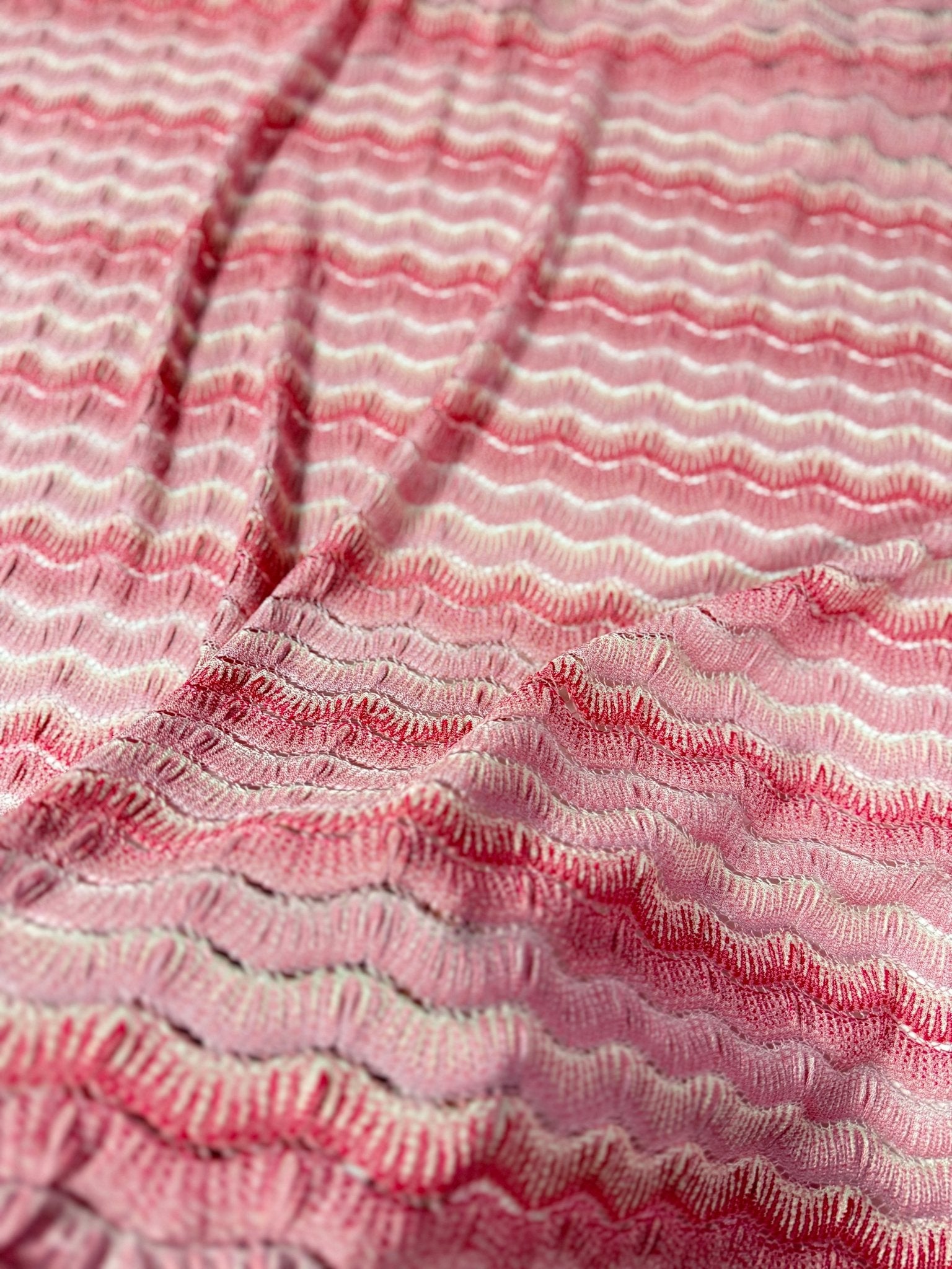 Zigzag Mesh Fabric in Pink Tones - Ideal for Versatile Sewing Projects - Whotex Online Fabric Store