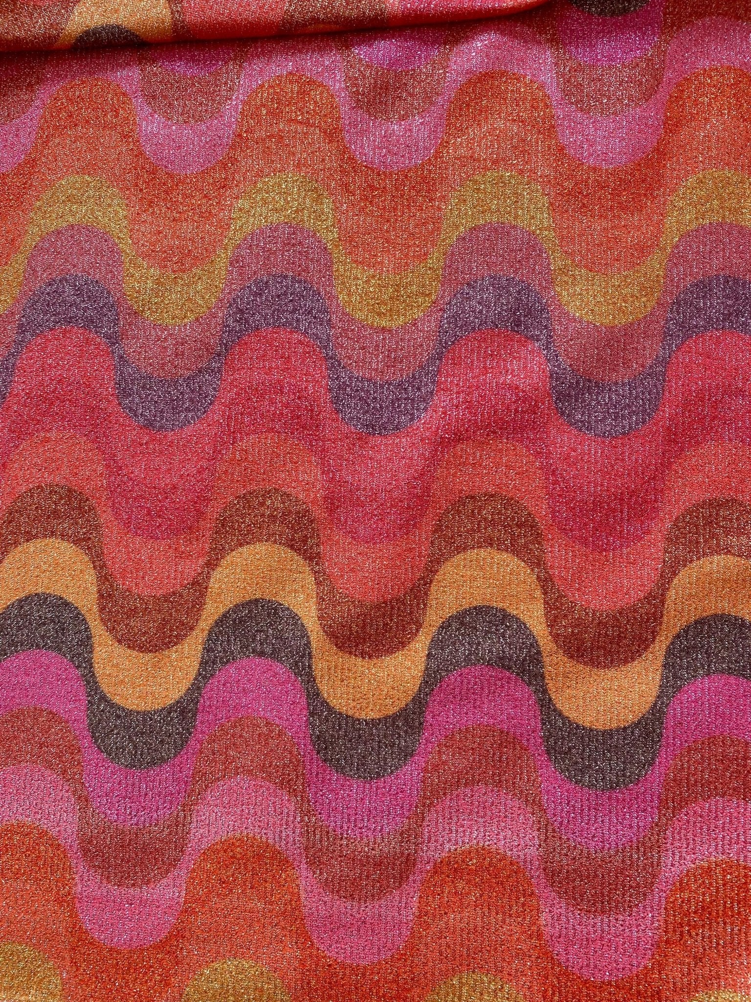 Zigzag Pattern Fabric, Shimmer Spandex Fabric, spandex 4 - way stretch fabric, Evening dress fabric - Whotex Online Fabric Store