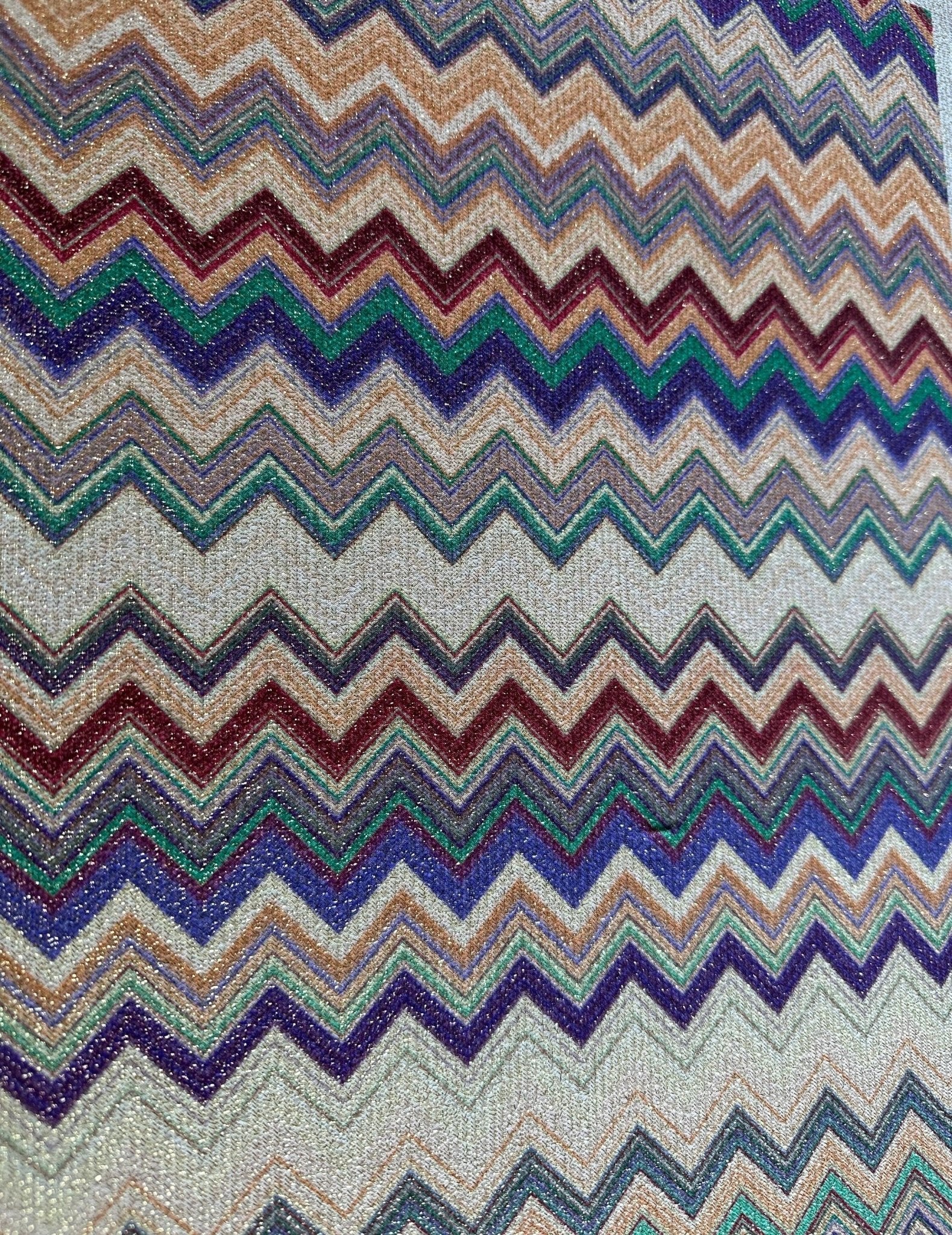 Zigzag Pattern Knit Fabric, Lurex Fabric, 4 - Way Stretch - Whotex Online Fabric Store