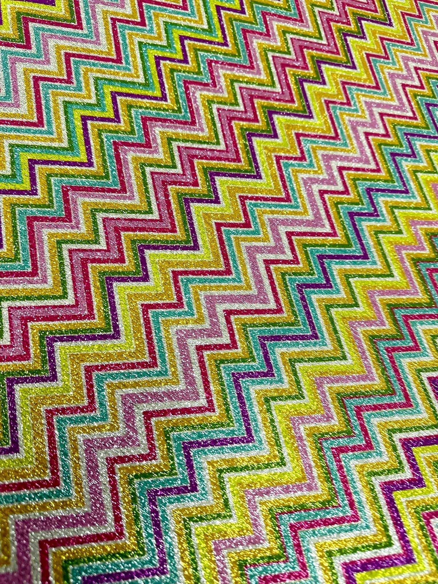 Zigzag Pattern Knit Fabric, Multicolor Shimmer Knited fabric - Whotex