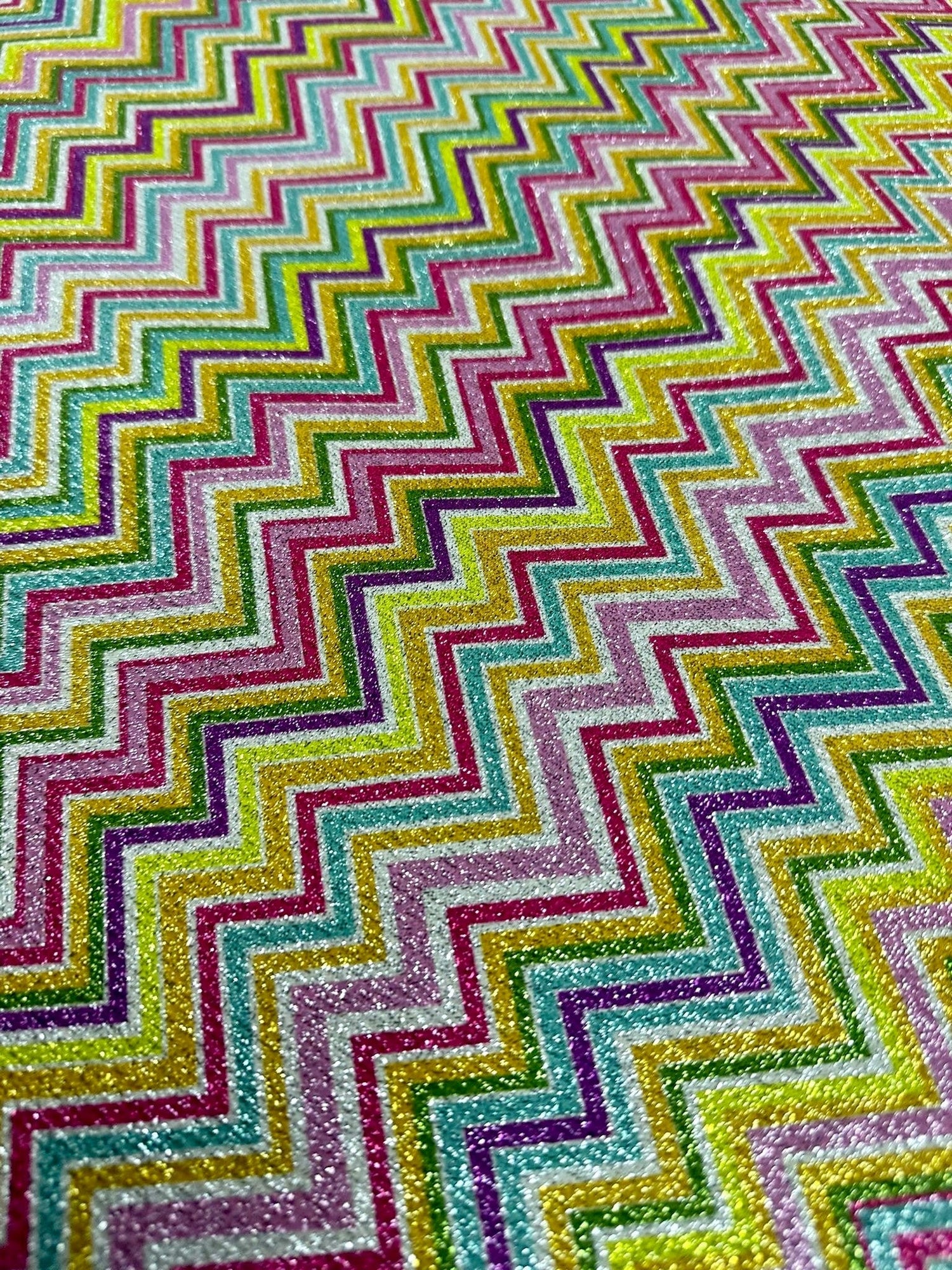 Zigzag Pattern Knit Fabric, Multicolor Shimmer Knited fabric, Dancewear, tights, craft, dress fabric, Evening Dress Fabric - Whotex Online Fabric Store
